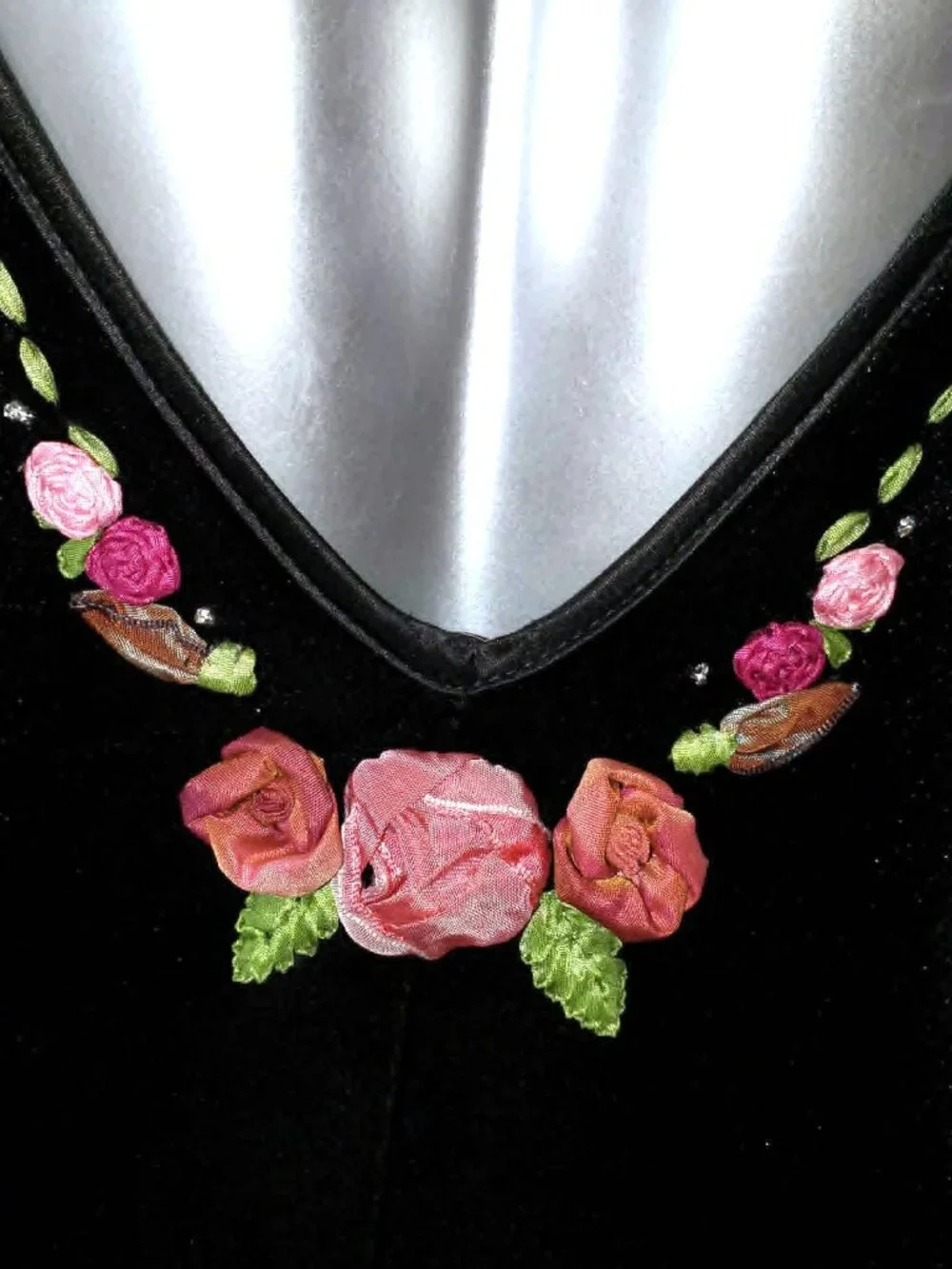 Vintage Betsey Johnson Slip Dress Evening 90s Black Velvet Backless Rose Floral - Picture 15 of 16